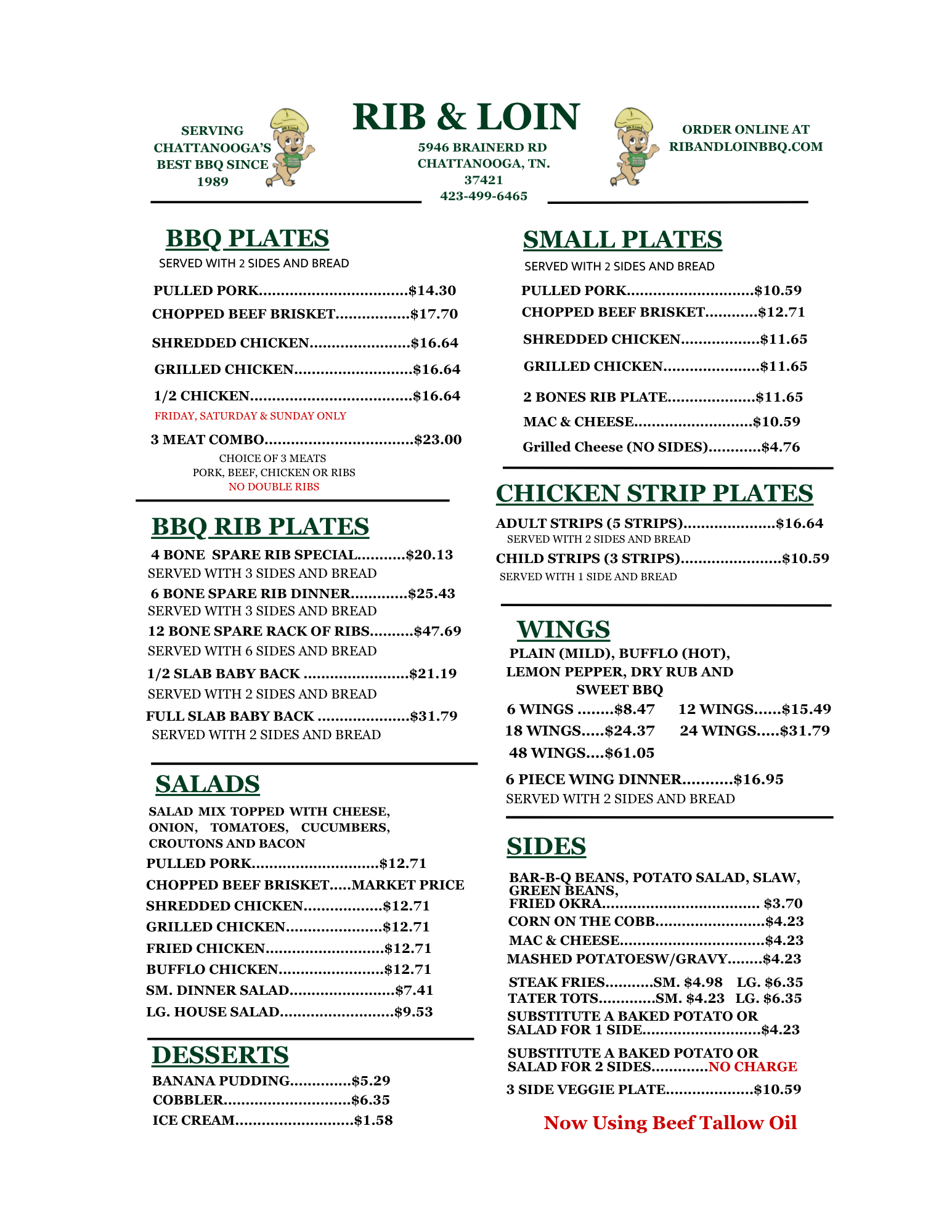 Rib & Loin | Menu 2026 - Page 1